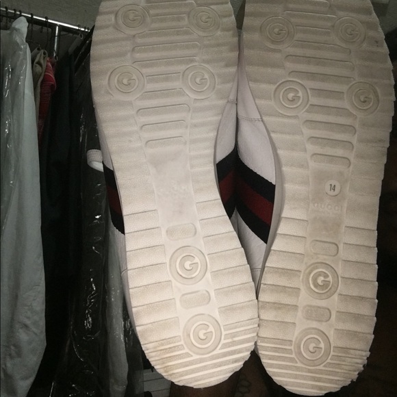 Gucci Sneakers White with Navy Red Navy Web. Sz 14 - Picture 5 of 6